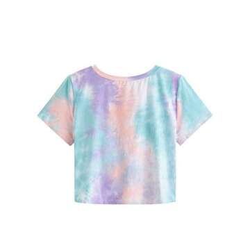 SweatyRocks Women's Casual Twist Front Short Sleeve Crop Top T-Shirt Blue Purple Small