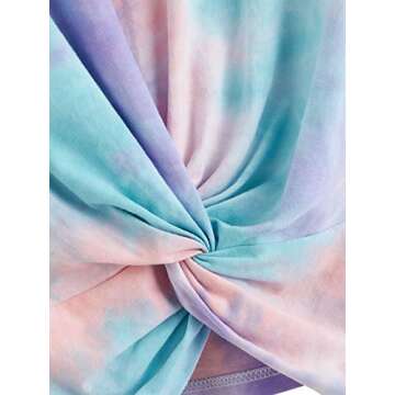 SweatyRocks Women's Casual Twist Front Short Sleeve Crop Top T-Shirt Blue Purple Small