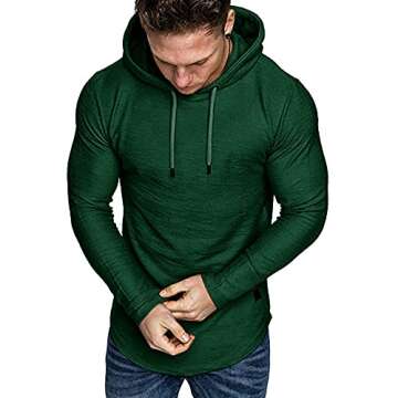 Lexiart Mens Fashion Athletic Hoodies Sport Sweatshirt - Dark Green