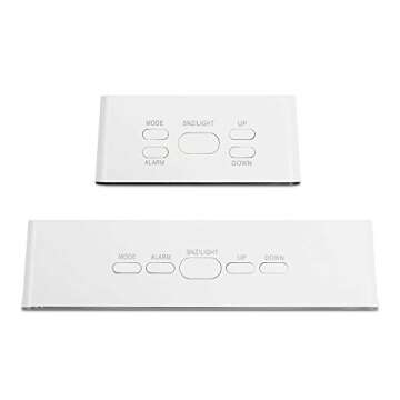 mooas LED Digital Mirror Clock 2 Types, Alarm/Snooze, Temperature, LED Mirror Clock (Rectangle)