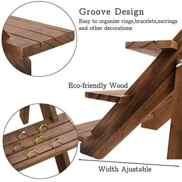 ZYP 51pcs 3-Tier Wood Earring Display Stand, Retail Jewelry Card Stand with Groove + 50 Cards Portab...