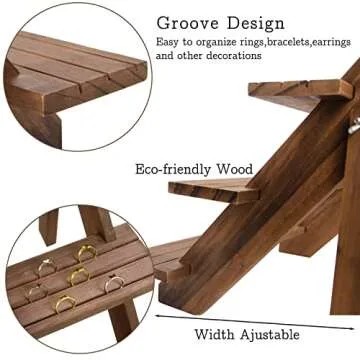 ZYP 51pcs 3-Tier Wood Earring Display Stand, Retail Jewelry Card Stand with Groove + 50 Cards Portab...