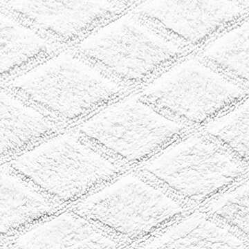 Vera Wang | Tufted Diamond Collection | Soft and Absorbent, Plush Reversible Bath Rug Set, Modern Designer Style for Bathroom Décor, 2-Piece, White,USHS6D1117231