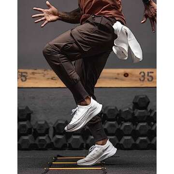 GINTPK Mens Cargo High Rib Jogger Tapered Workout Sweatpants Casual Gym Running Training Pants Zip P...