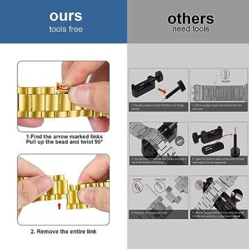 Wristitani Compatible Apple Watch Bands - Stainless Steel - Tool-free Adjustable Straps for All Mode...