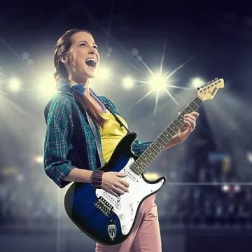 Ermik Soild Body Electric Guitar Kit with Amp 20W, Strings, Strap, Digital Tuner, Picks, Gig Bag, Cable, Tremolo Bar, 39" Full Size Guitar HSS Pickups Guitarra Electrica Beginner Gift - Blue