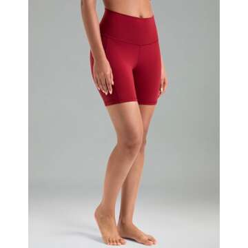 Colorfulkoala Women's High Waisted Biker Shorts with Pockets 6" Inseam Workout & Yoga Tights (M, Rose Red)