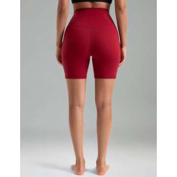 Colorfulkoala Women's High Waisted Biker Shorts with Pockets 6" Inseam Workout & Yoga Tights (M, Rose Red)