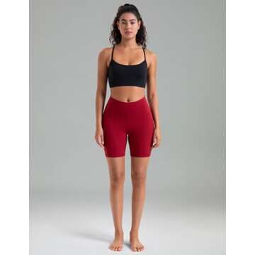 Colorfulkoala Women's High Waisted Biker Shorts with Pockets 6" Inseam Workout & Yoga Tights (M, Rose Red)