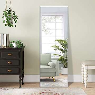 NeuType Full Length Dressing Mirror 65"x22" Large Rectangle Bedroom Floor Standing Wall-Mounted Mirror Hanging or Leaning Against Wall Aluminum Alloy Thin Frame (Silver)