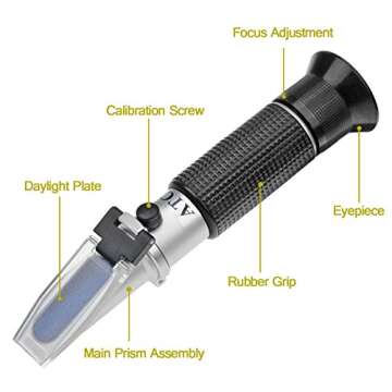 aichose Brix Refractometer with ATC, Dual Scale - Specific Gravity & Brix, Hydrometer in Wine Making...