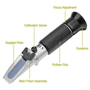 aichose Brix Refractometer with ATC, Dual Scale - Specific Gravity & Brix, Hydrometer in Wine Making...