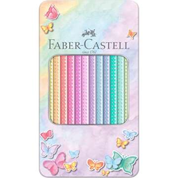 Faber-Castell Colouring Pencils Sparkle Pastel Pack of 12 Metal Case tin of 12