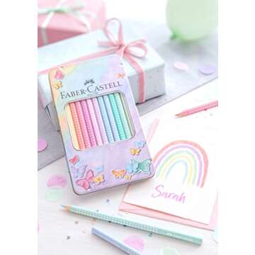Faber-Castell Colouring Pencils Sparkle Pastel Pack of 12 Metal Case tin of 12