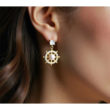 Diamond and Pearl Drop Earrings in 14K Gold for Women (5.5mm) - Wang Jewelry | Fine Jewelry For Every Day & Luxury Gifts - Wang Jewelry