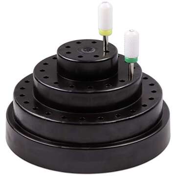 Nail Drill Bit Holder 48 Holes Stand Display Organizer Black - Dust Proof Storage Container Box Case Tools for Home Use or Nail Salon