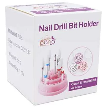 PANA Nail Drill Bit Holder Organizer - 48 Holes Dust Proof