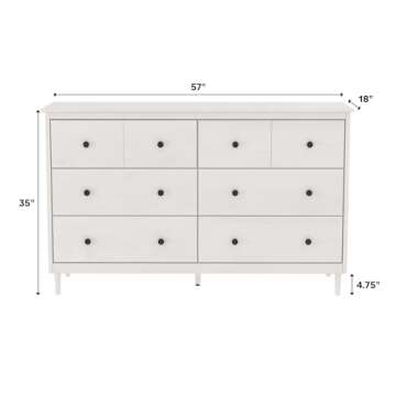 Walker Edison Wood Dresser Bedroom Storage Drawer Organizer Closet Hallway, 6 Drawer, Caramel