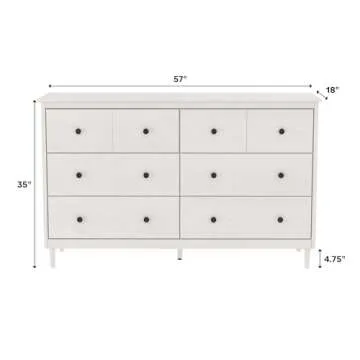 Walker Edison Wood Dresser Bedroom Storage Drawer Organizer Closet Hallway, 6 Drawer, Caramel