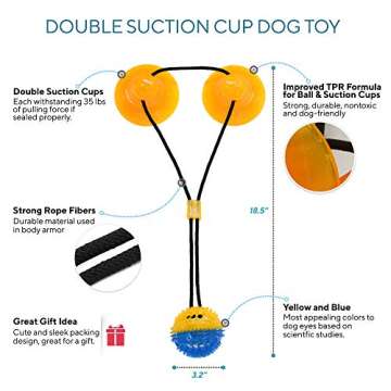 PowerDog Suction Cup Dog Toy – Dog Chew Toy for Aggressive Chewers – Tug of War Rope for Dogs – Multifunctional Interactive Toy with Treats – Ideal for All Breeds Suitable for Small Medium Dogs