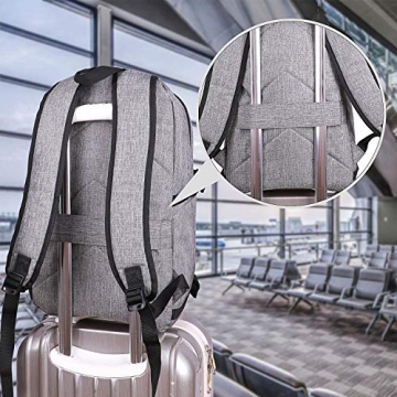 Laptop Backpack for unisex,Anti Theft Water Resistant Travel Work Backpack with USB Charging and Lock 15.6 Inch Computer Bag, Grey