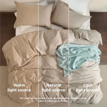 Bedsure 100% Washed Cotton Duvet Cover Set for Gifts