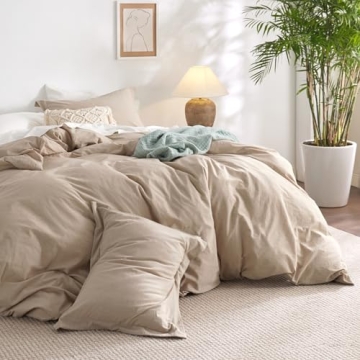 Bedsure 100% Washed Cotton Duvet Cover Set for Gifts