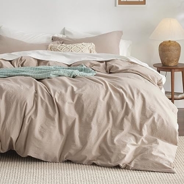 Bedsure 100% Washed Cotton Duvet Cover Set for Gifts
