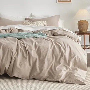 Bedsure 100% Washed Cotton Duvet Cover Set for Gifts