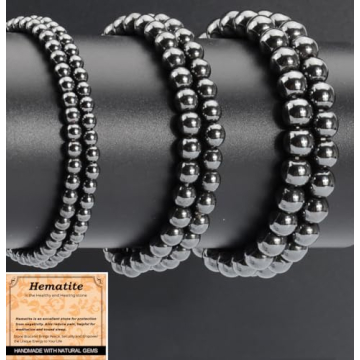 MASSIVE BEADS Hematite - Health & Healing Gemstone Bracelet - Handmade Yoga Stretch Elastic Bracelet...