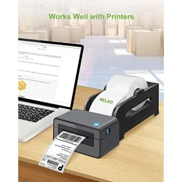 Nelko Label Holder, Thermal Label Holder for Rolls and Fan-Fold Labels, Shipping Label Roll Holder for Desktop Label Printer Shipping Supplies Industrial Labels Accessory for Home, Office (Black)