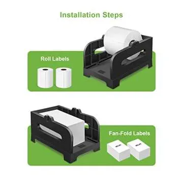 Nelko Label Holder, Thermal Label Holder for Rolls and Fan-Fold Labels, Shipping Label Roll Holder for Desktop Label Printer Shipping Supplies Industrial Labels Accessory for Home, Office (Black)