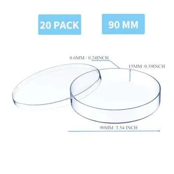 20 Pack Sterile Plastic Petri Dishes 90mm Diameter