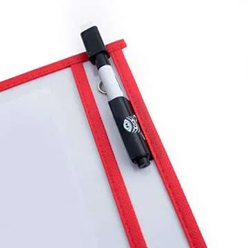 Fat Zebra Designs Dry Erase Pockets - 30 Pack Reusable Clear Plastic Sleeves with Marker - 9x12 Inches Multi-Colored Sheets School & Classroom Supplies for Teachers & Kids