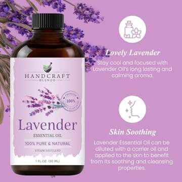 Handcraft Blends Lavender Essential Oil - 1 Fl Oz - 100% Pure and Natural - Premium Grade Essential Oil for Diffuser and Aromatherapy