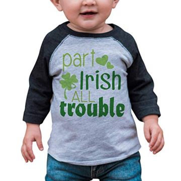 7 ate 9 Apparel Boy's St. Patrick's Day Vintage Baseball Shirt T-Shirt 18 Months Grey and Green