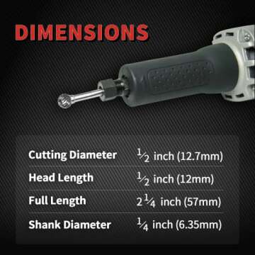 S&F STEAD & FAST Carbide Burr with 1/4” Shank 1/2” Cutter Dia 1/2” Length, Professional Grade ...