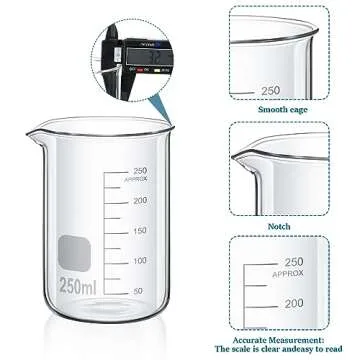 Frienda 100/250ml Lab Glassware Include Graduated Cylinder, Glass Beaker Set, Glass Dropper, Stirring Rod, Measuring Cups for Laboratory Science Chemistry Supplies (10 Pcs)