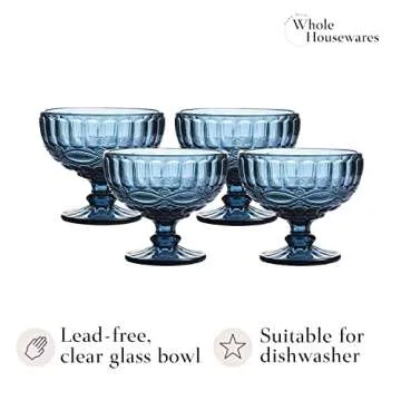 WHOLE HOUSEWARES 12 Ounce Glass Ice Cream Bowls - Vintage Pressed Pattern Glass Dessert Bowls - Trif...