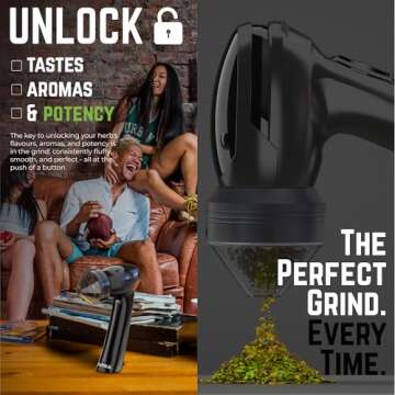 Mamba Lite 0.75g Black All-Plastic Head USB Electric Herb Grinder. Small Portable Herbal Machine & Spice Mill for the Kitchen