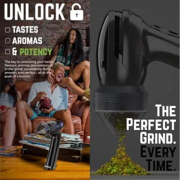 Mamba Lite 0.75g Black All-Plastic Head USB Electric Herb Grinder. Small Portable Herbal Machine & Spice Mill for the Kitchen