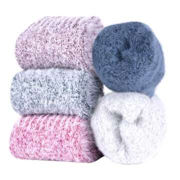 SISOSOCK Fuzzy Socks for Women Cozy Soft Warm Socks Casual Home Sleep Comfy Socks 5 Pack Winter Sock...
