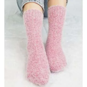 SISOSOCK Fuzzy Socks for Women Cozy Soft Warm Socks Casual Home Sleep Comfy Socks 5 Pack Winter Socks Gifts for Women