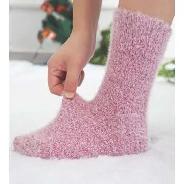 SISOSOCK Fuzzy Socks for Women Cozy Soft Warm Socks Casual Home Sleep Comfy Socks 5 Pack Winter Socks Gifts for Women