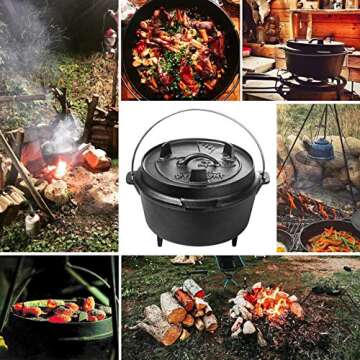 Overmont 6QT Camp Dutch Oven - Versatile Cast Iron Pot