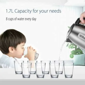 COMFEE Electric Kettle 1.7L with Fast Boil & Safety