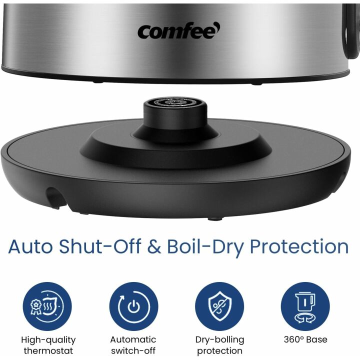 COMFEE Electric Kettle 1.7L with Fast Boil & Safety