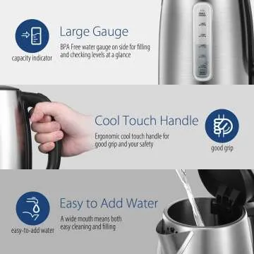 COMFEE Electric Kettle 1.7L with Fast Boil & Safety