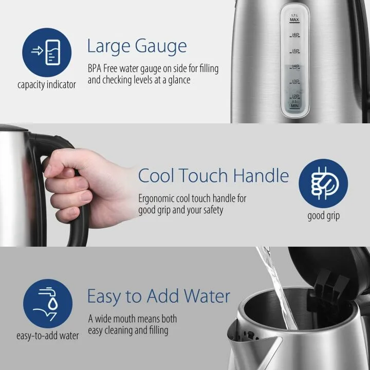 COMFEE Electric Kettle 1.7L with Fast Boil & Safety