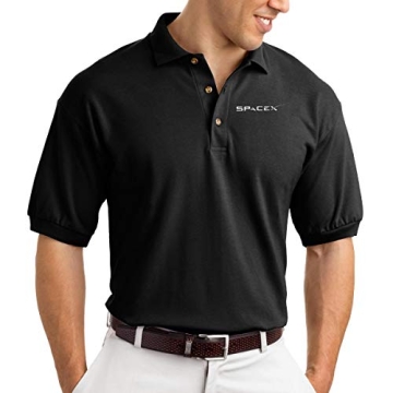 Shop SpaceX Logo Polo Shirt for Men Women in Black